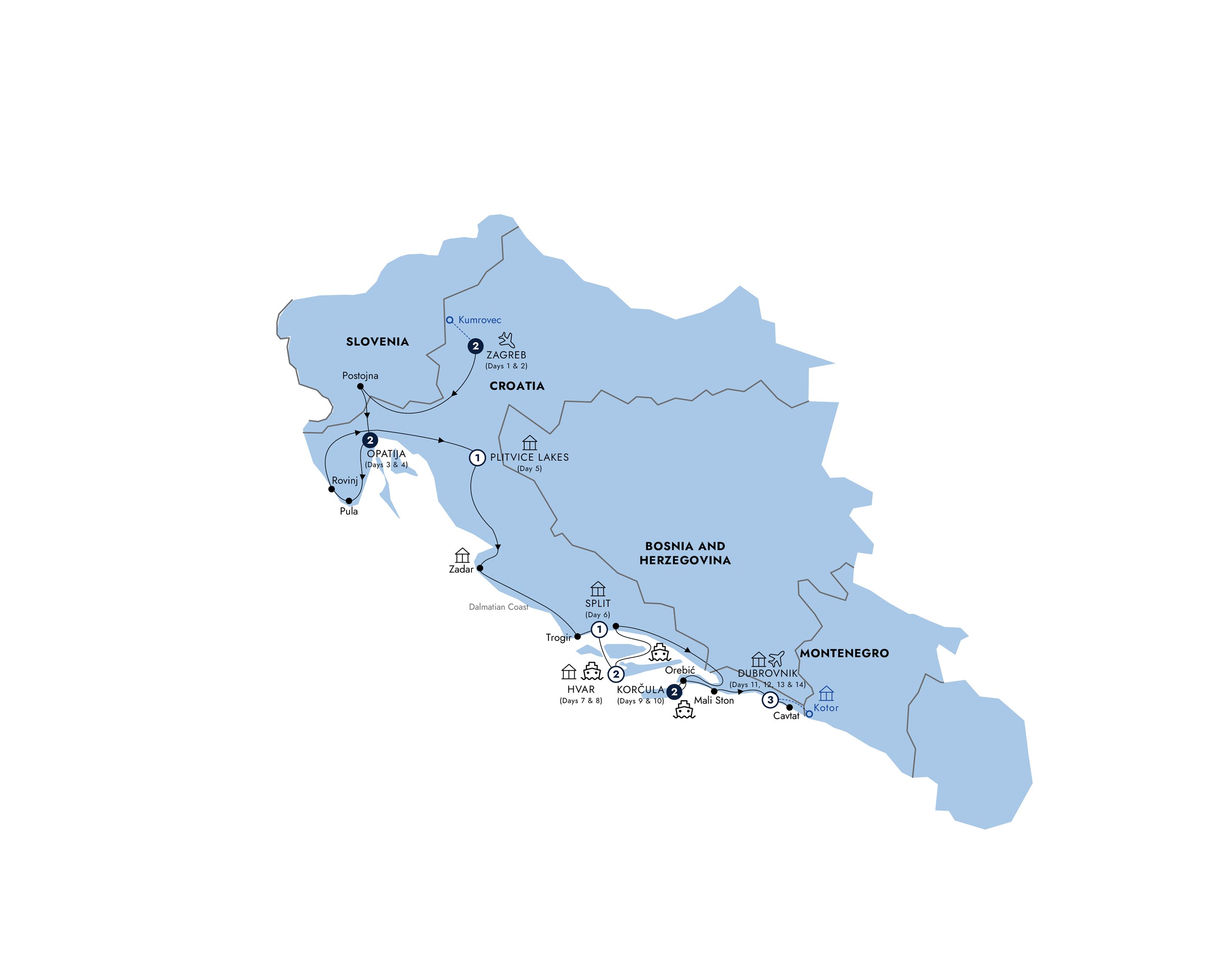 tourhub | Insight Vacations | Country Roads of Croatia - Classic Group | Tour Map