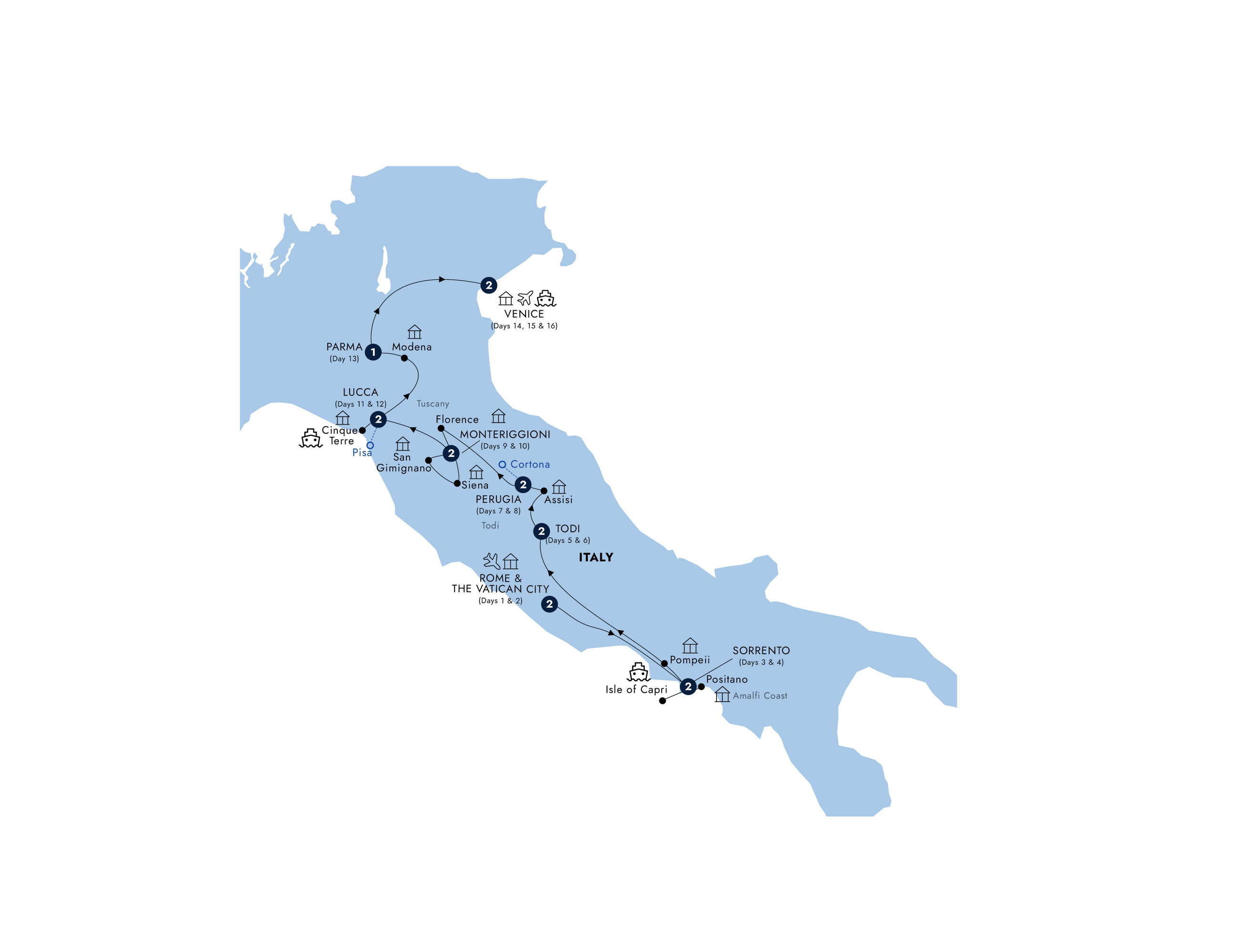 tourhub | Insight Vacations | Country Roads of Italy - Classic Group | Tour Map