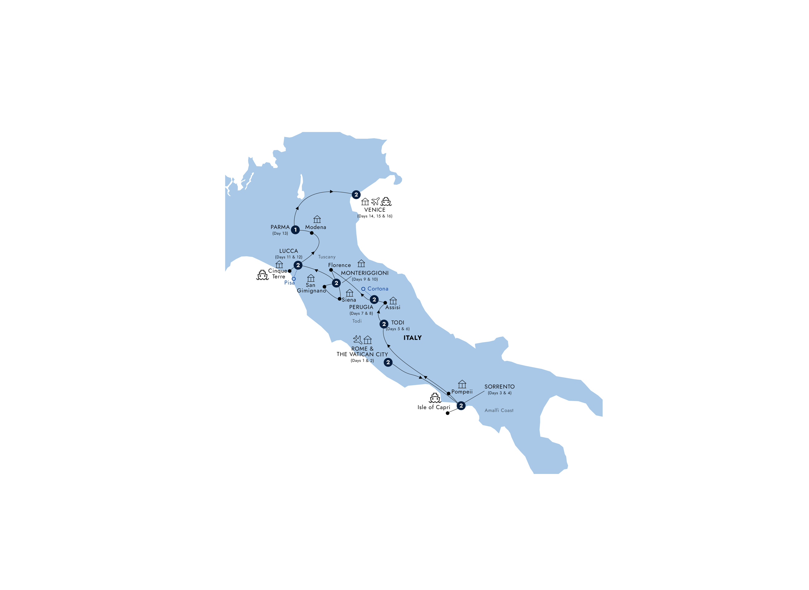 tourhub | Insight Vacations | Country Roads of Italy - Small Group | Tour Map