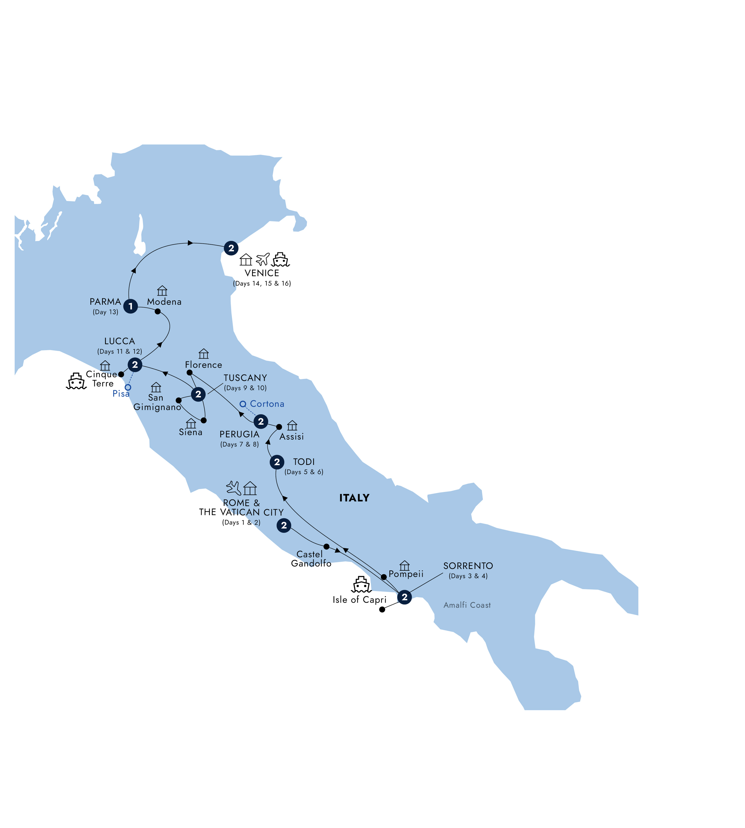 tourhub | Insight Vacations | Country Roads of Italy - Small Group | Tour Map