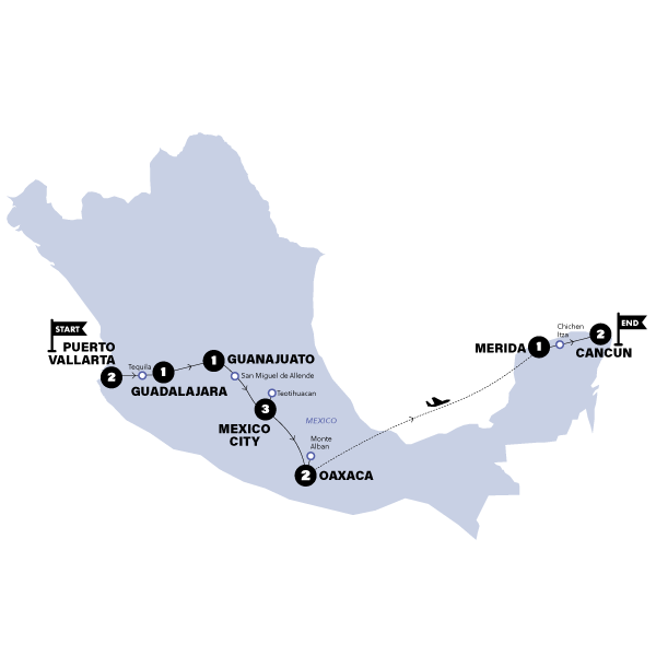 tourhub | Contiki | Mexico Grande | Tour Map