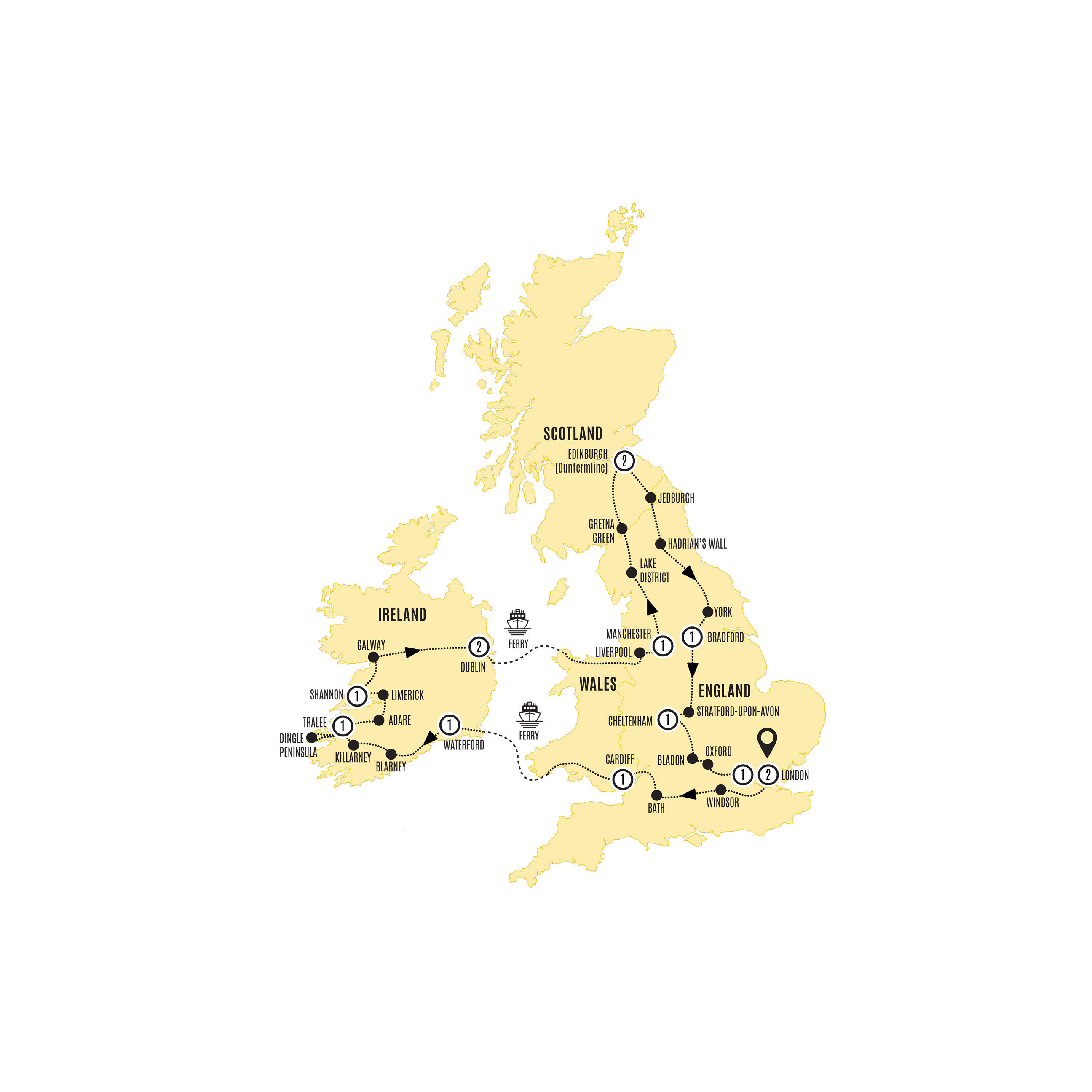 tourhub | Costsaver | Britain and Ireland Experience | Tour Map