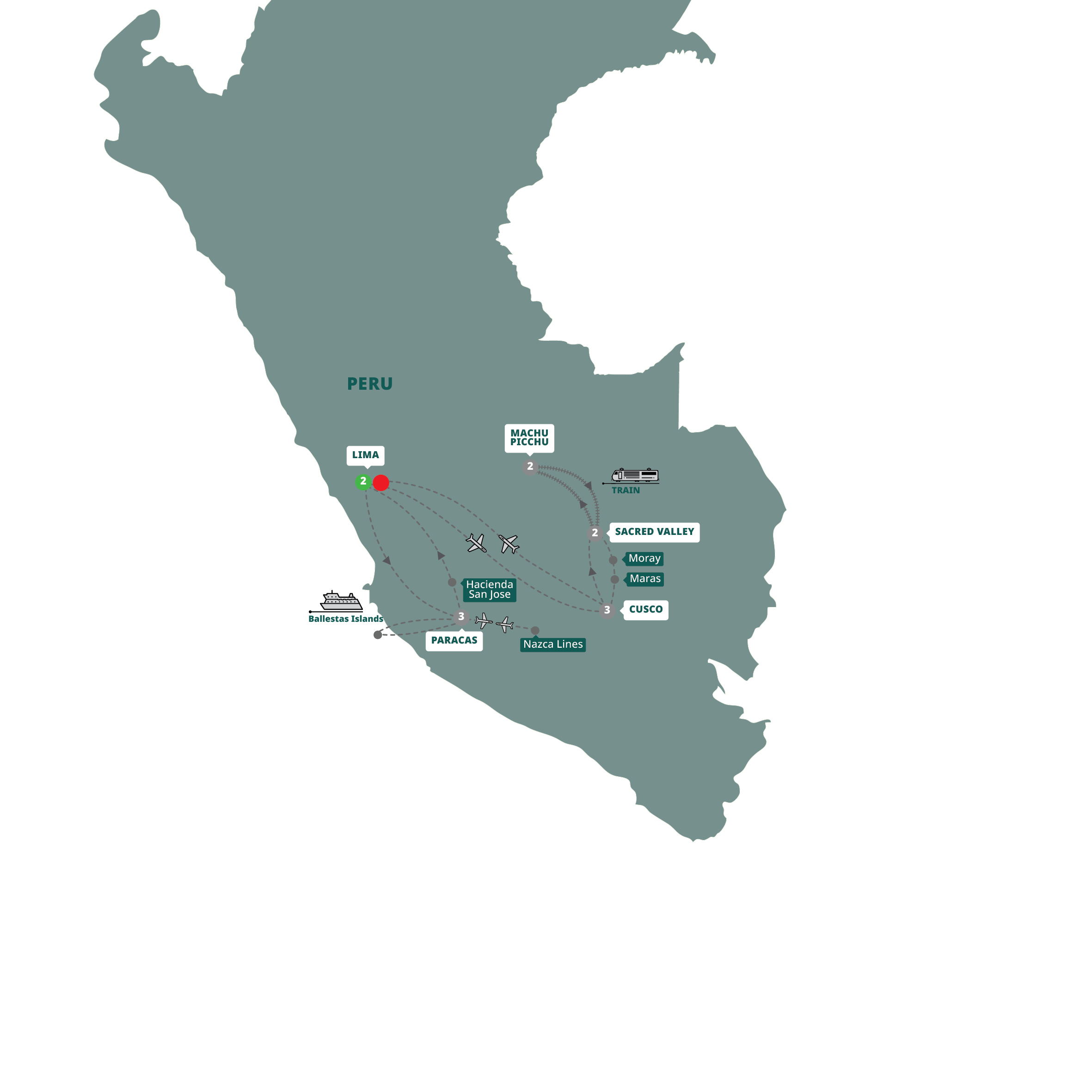 Map of Peru with Machu Picchu & the Nazca Lines, a Women-Only Tour from Trafalgar