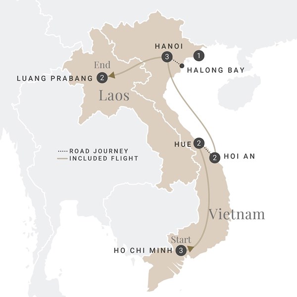 tourhub | Luxury Gold | Sensational Vietnam & Laos | A606M19 | Route Map