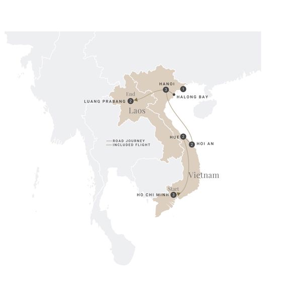 Sensational Vietnam & Laos Luxury Tour Map