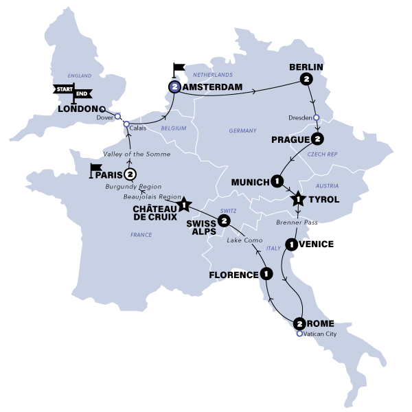European Whirl Trip Map