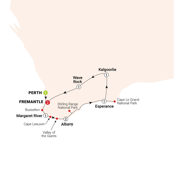 South Western Escape Itinerary Map