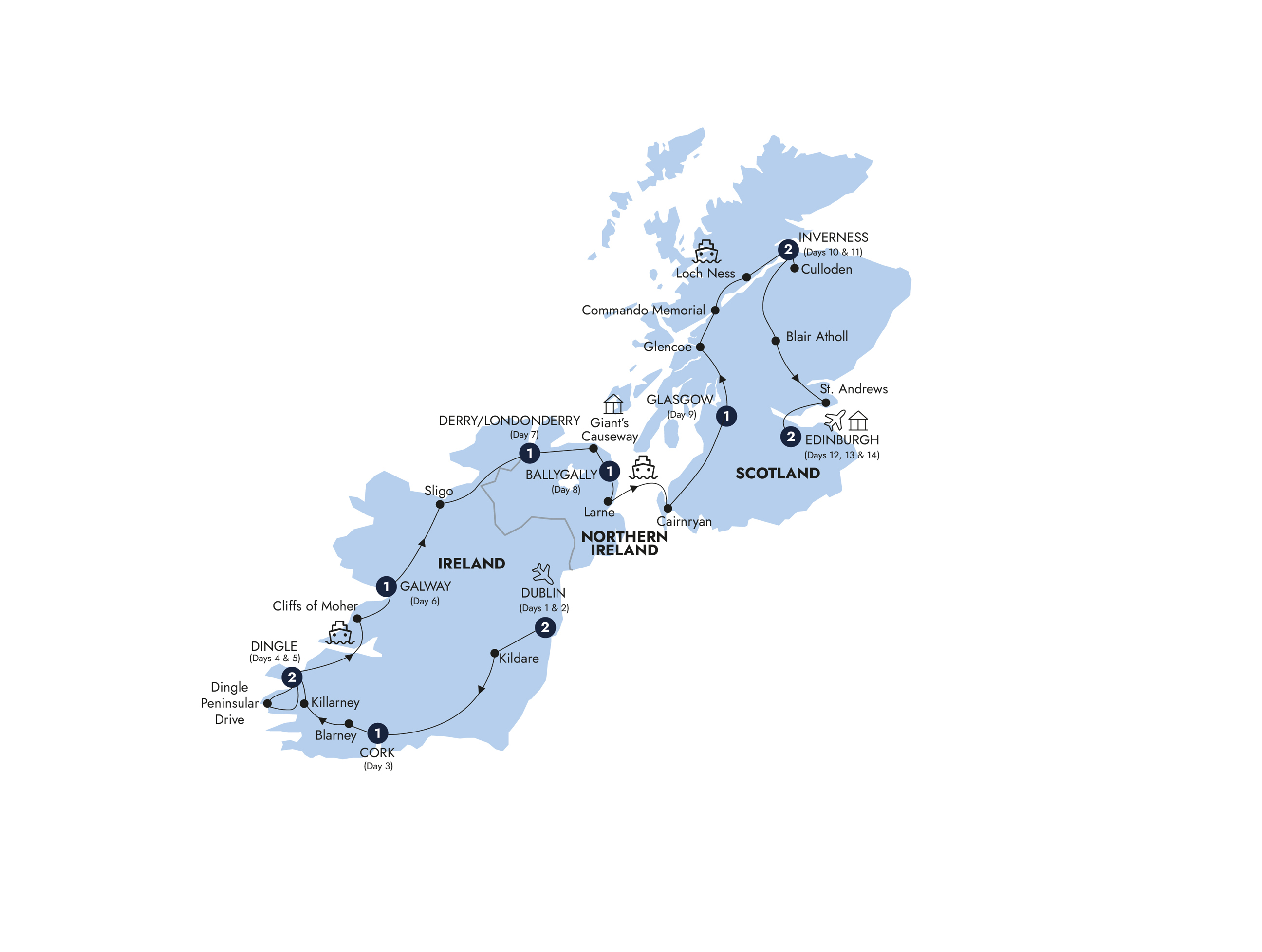 Map of Best of Ireland & Scotland - Classic Group (Summer 2027) from Insight Vacations