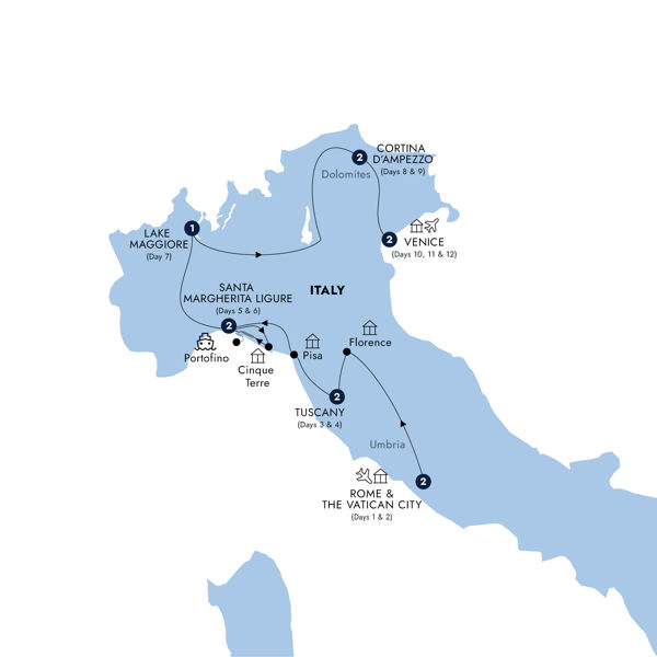 Italian Elegance - Small Group Itinerary Map