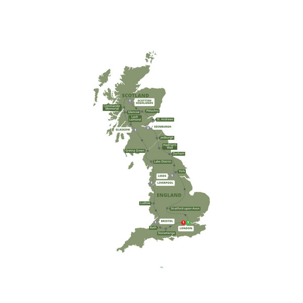 Amazing Britain Itinerary Map