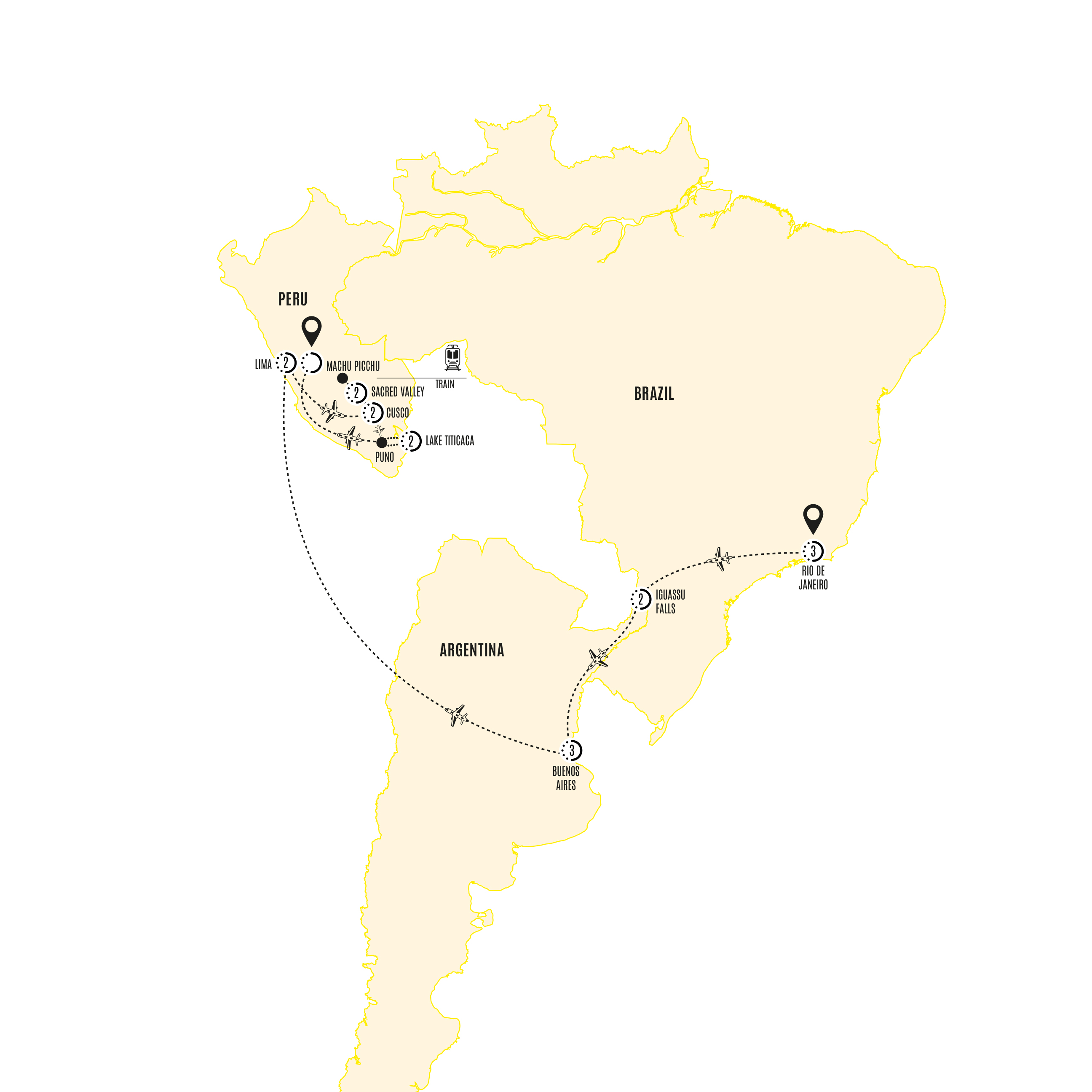 tourhub | Costsaver | South America Discovery with Puno and Lake Titicaca Extension | Tour Map