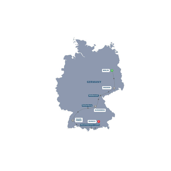 Highlights of Germany Itinerary Map