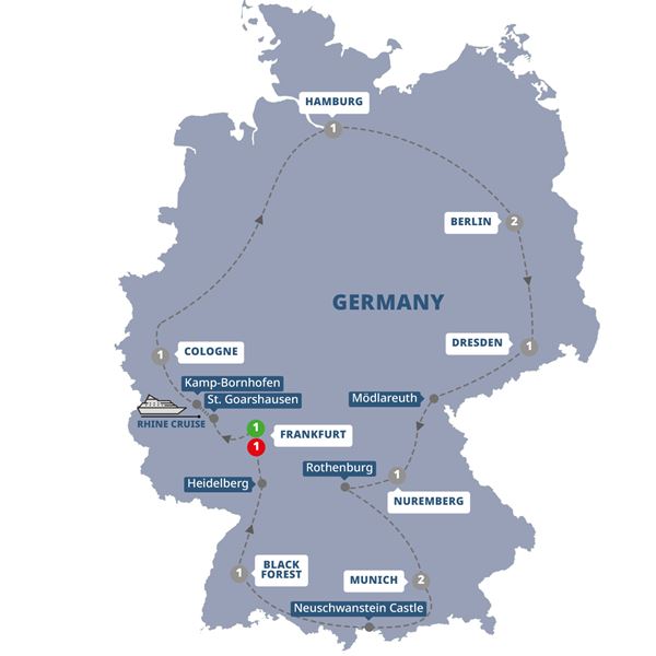 tourhub | Trafalgar | Best of Germany | GBOGZM20 | Route Map