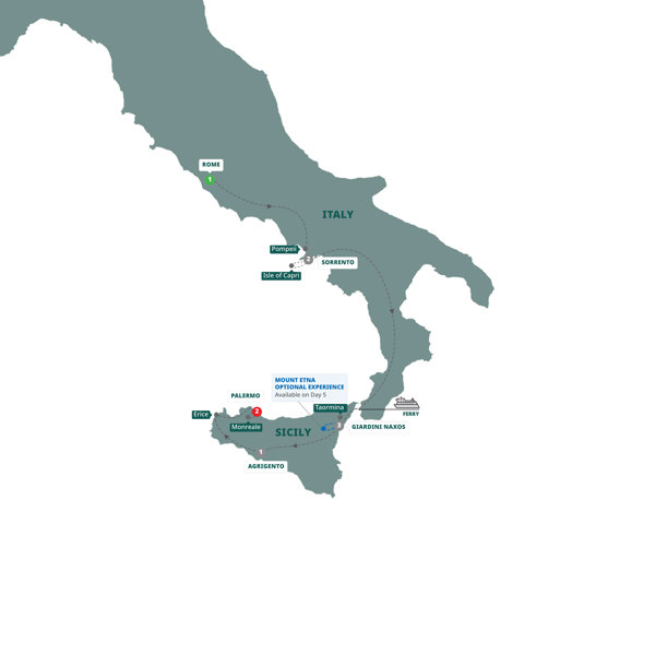 Southern Italy and Sicily Itinerary Map