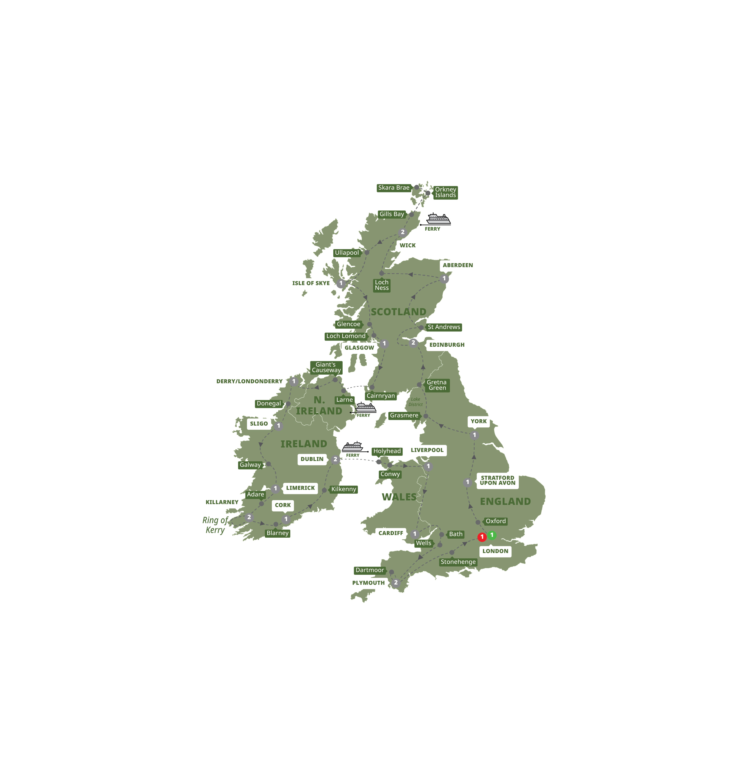 Map of Britain & Ireland Discovery from Trafalgar