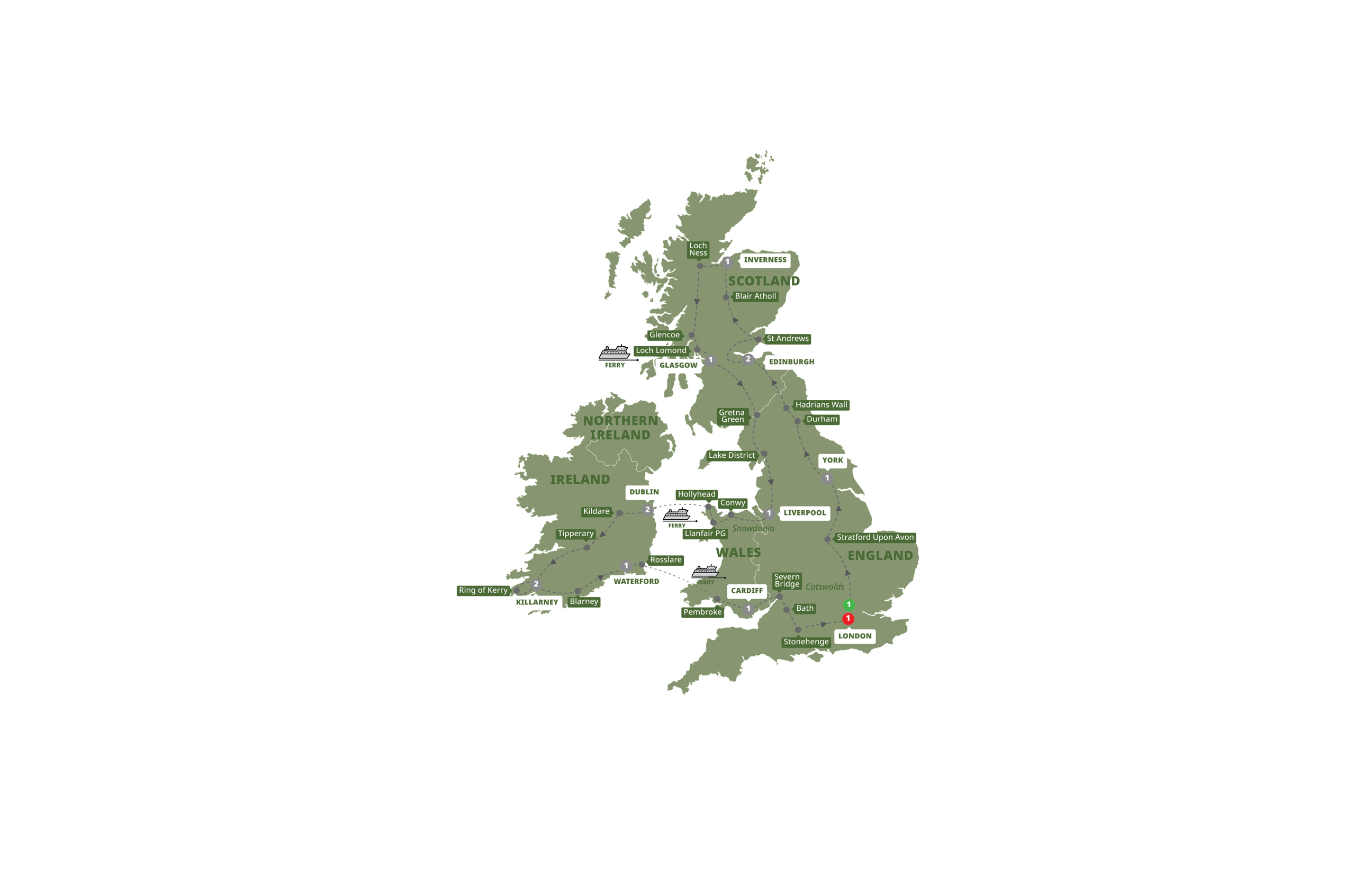 Map of Britain & Ireland Explorer from Trafalgar