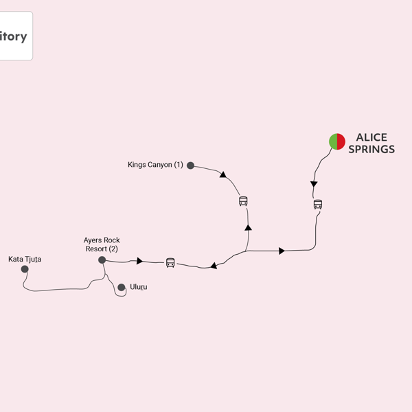 Kings Canyon, Uluru and Kata Tjuta Itinerary Map