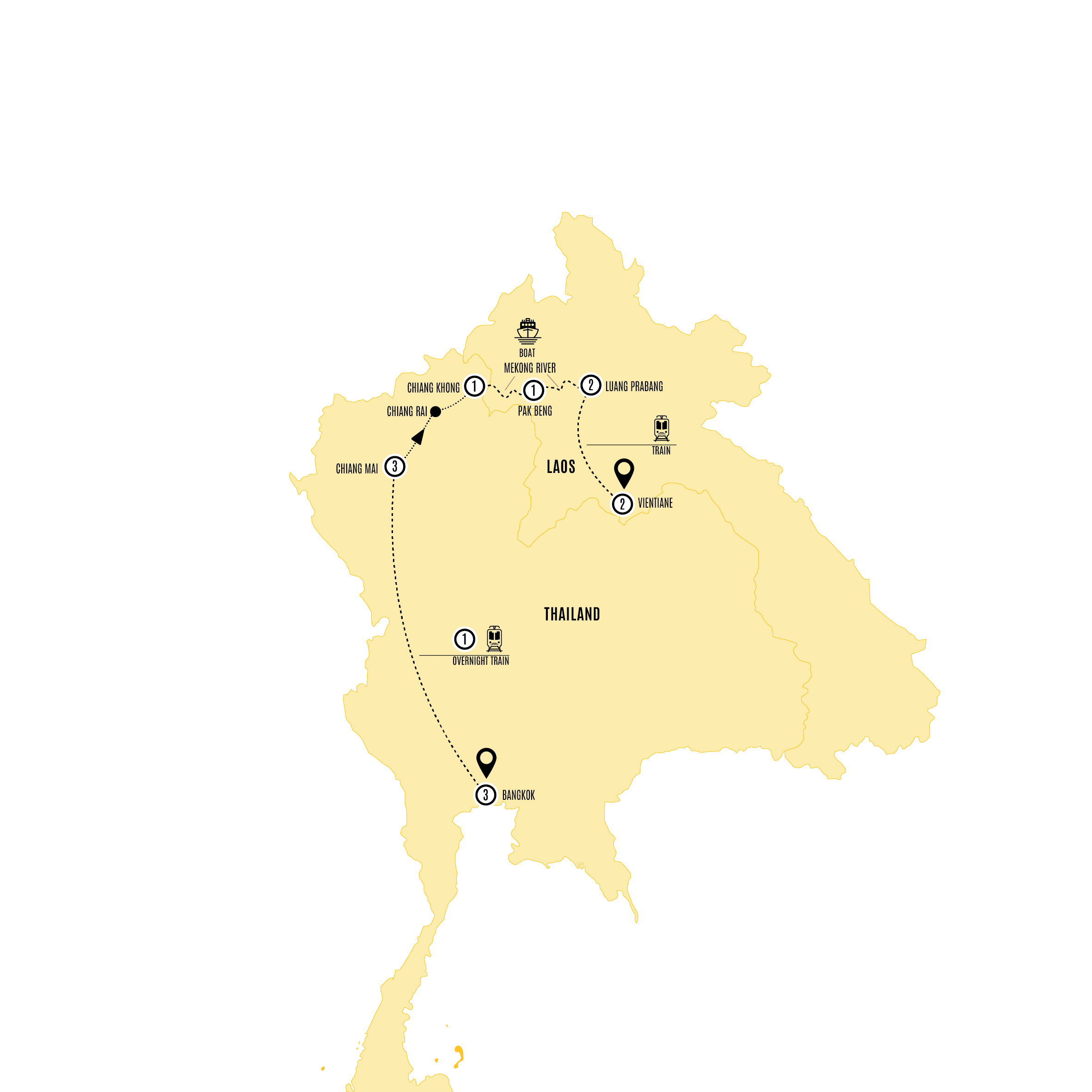Map of Snapshot of Thailand with Laos Explorer - Small Group from Costsaver