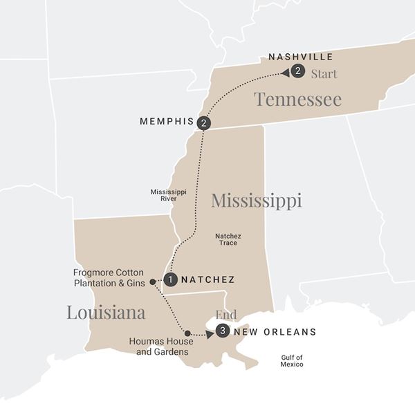 Southern Grace Itinerary Map