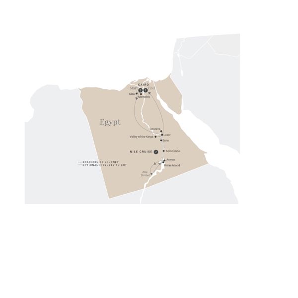 tourhub | Luxury Gold | Elegance of the Nile - Pyramid Deck | Tour Map