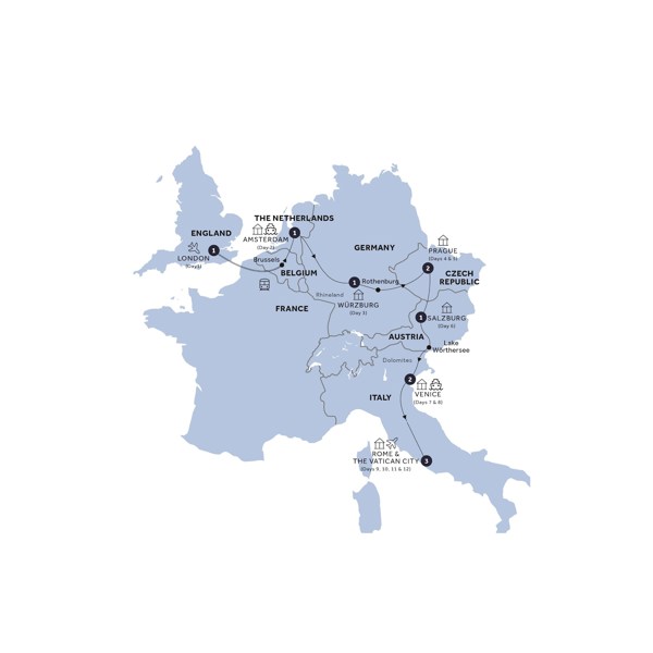tourhub | Insight Vacations | European Flair - Start London, Classic Group | Tour Map
