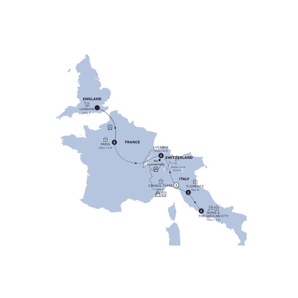 tourhub | Insight Vacations | Flavours of Europe - End London, Classic Group | Tour Map