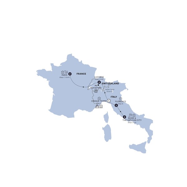 tourhub | Insight Vacations | Flavours of Europe - End Paris, Classic Group | Tour Map
