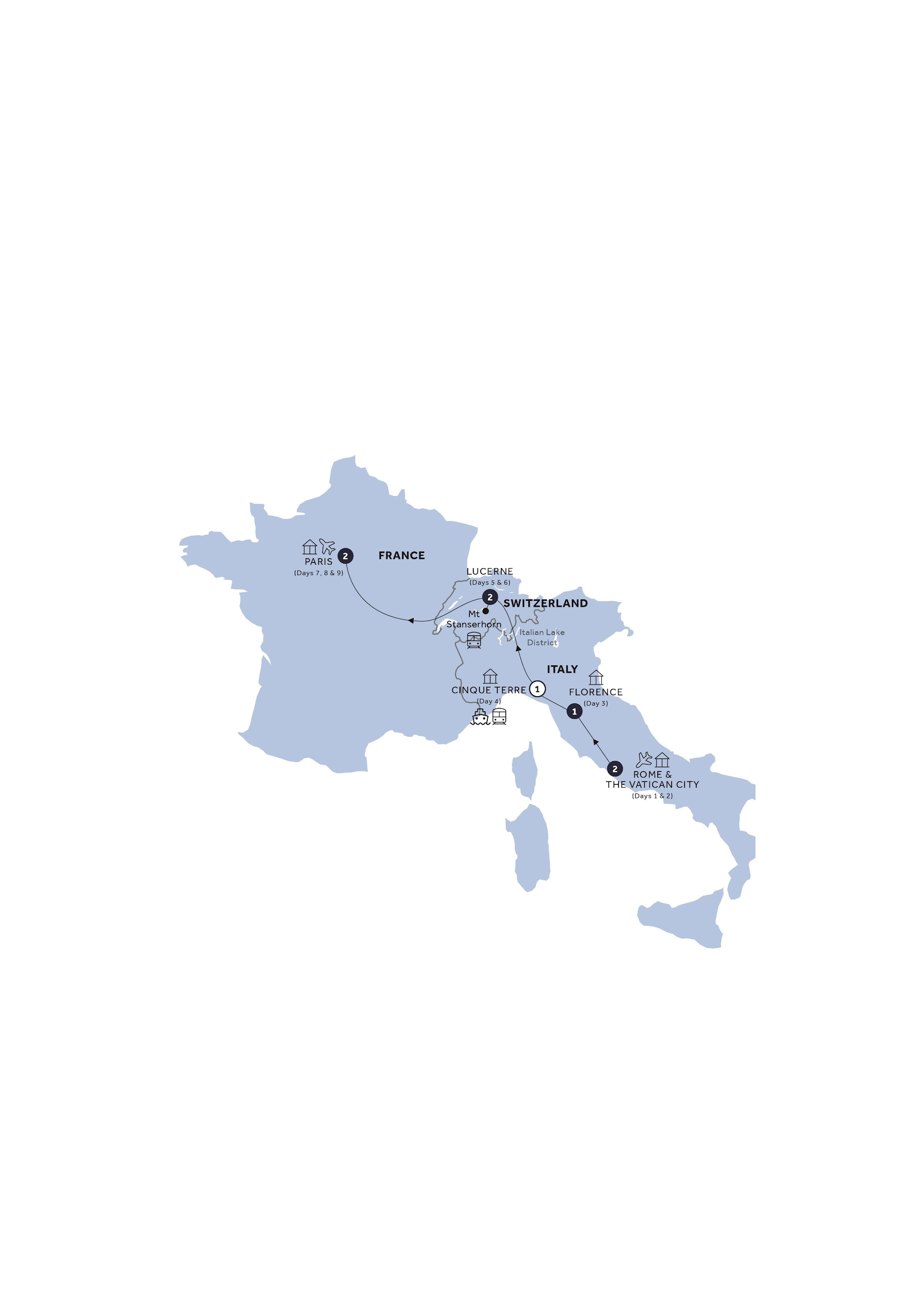 tourhub | Insight Vacations | Flavors of Europe - End Paris, Classic Group | Tour Map