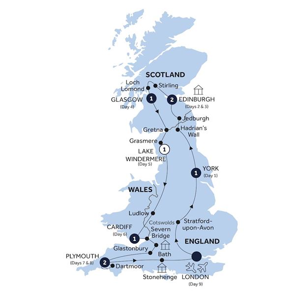 tourhub | Insight Vacations | Best of Britain - Classic Group | B903ZM19 | Route Map