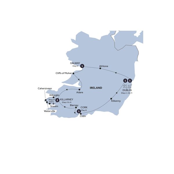 tourhub | Insight Vacations | Focus on Ireland - Small Group | Tour Map