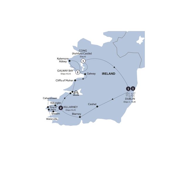 Irish Elegance - Classic Group Itinerary Map