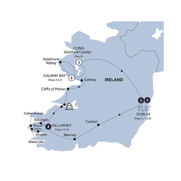 tourhub | Insight Vacations | Irish Elegance - Classic Group | Tour Map
