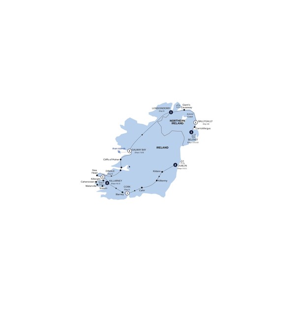 tourhub | Insight Vacations | Country Roads of Ireland - End Belfast, Classic Group, Summer | Tour Map