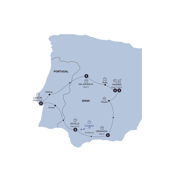 tourhub | Insight Vacations | Amazing Spain & Portugal - Classic Group, Summer | E300ZN19 | Route Map