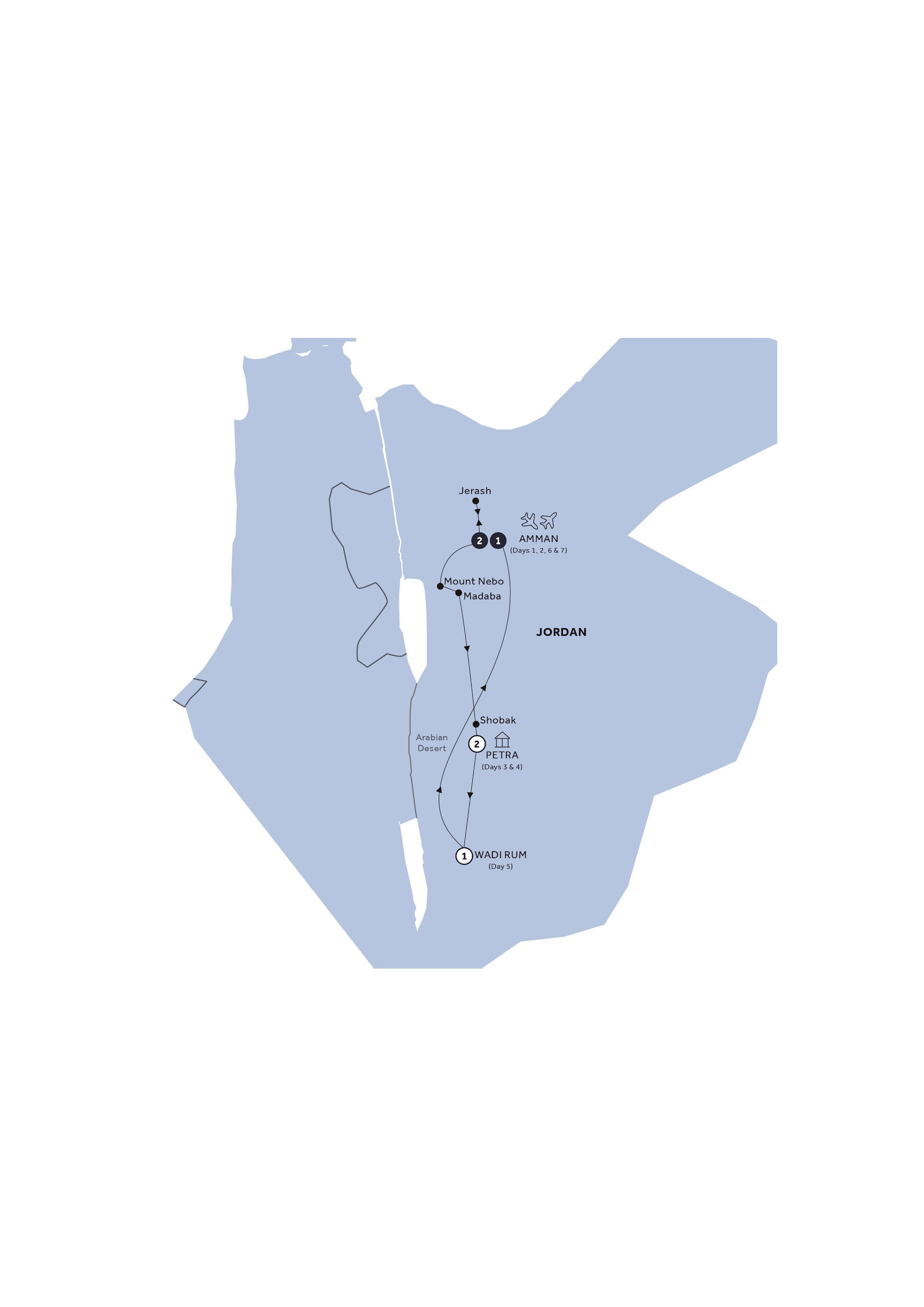 tourhub | Insight Vacations | Jordan Experience - Classic Group, Summer | Tour Map