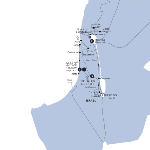 tourhub | Insight Vacations | Israel Discovery - Classic Group, Summer | Tour Map