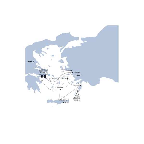 Mediterranean Dreams - Premium, Classic Group, Summer Itinerary Map