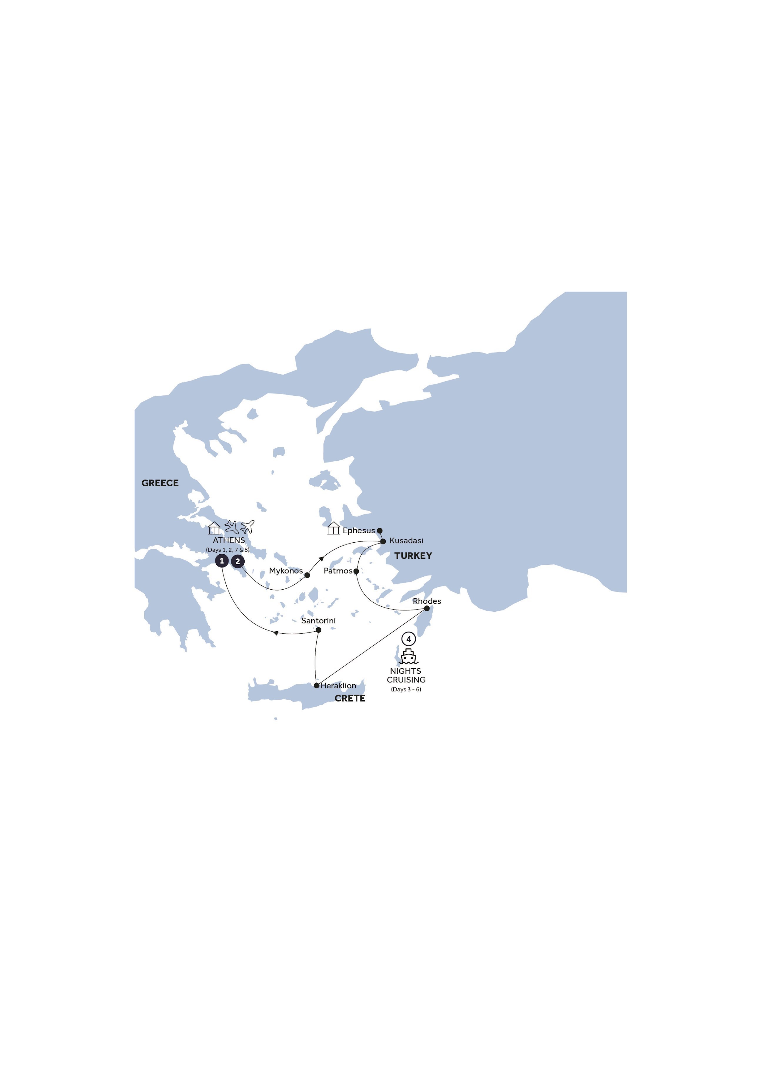 tourhub | Insight Vacations | Mediterranean Dreams - Premier, Classic Group, Summer | Tour Map