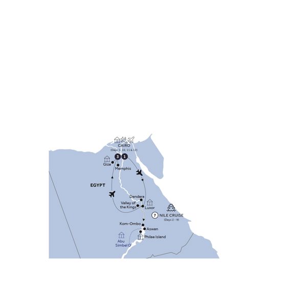 tourhub | Insight Vacations | Splendors of Egypt - Classic Group, Summer | Tour Map