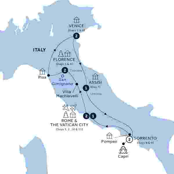 tourhub | Insight Vacations | Best of Italy - Classic Group, Winter | W922ZM19 | Route Map