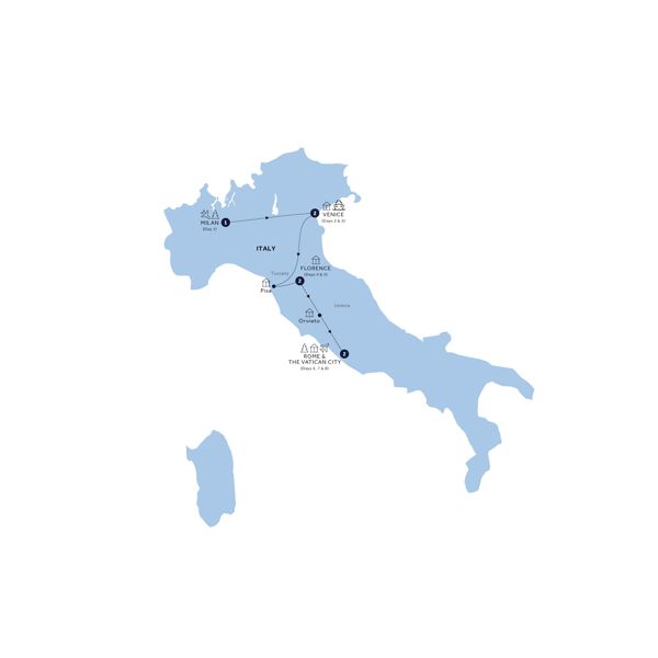 Italian Intermezzo - Classic Group, Winter Itinerary Map
