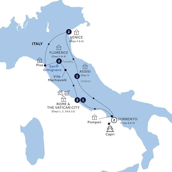 tourhub | Insight Vacations | Best of Italy - Classic Group, Summer | E922ZM19 | Route Map