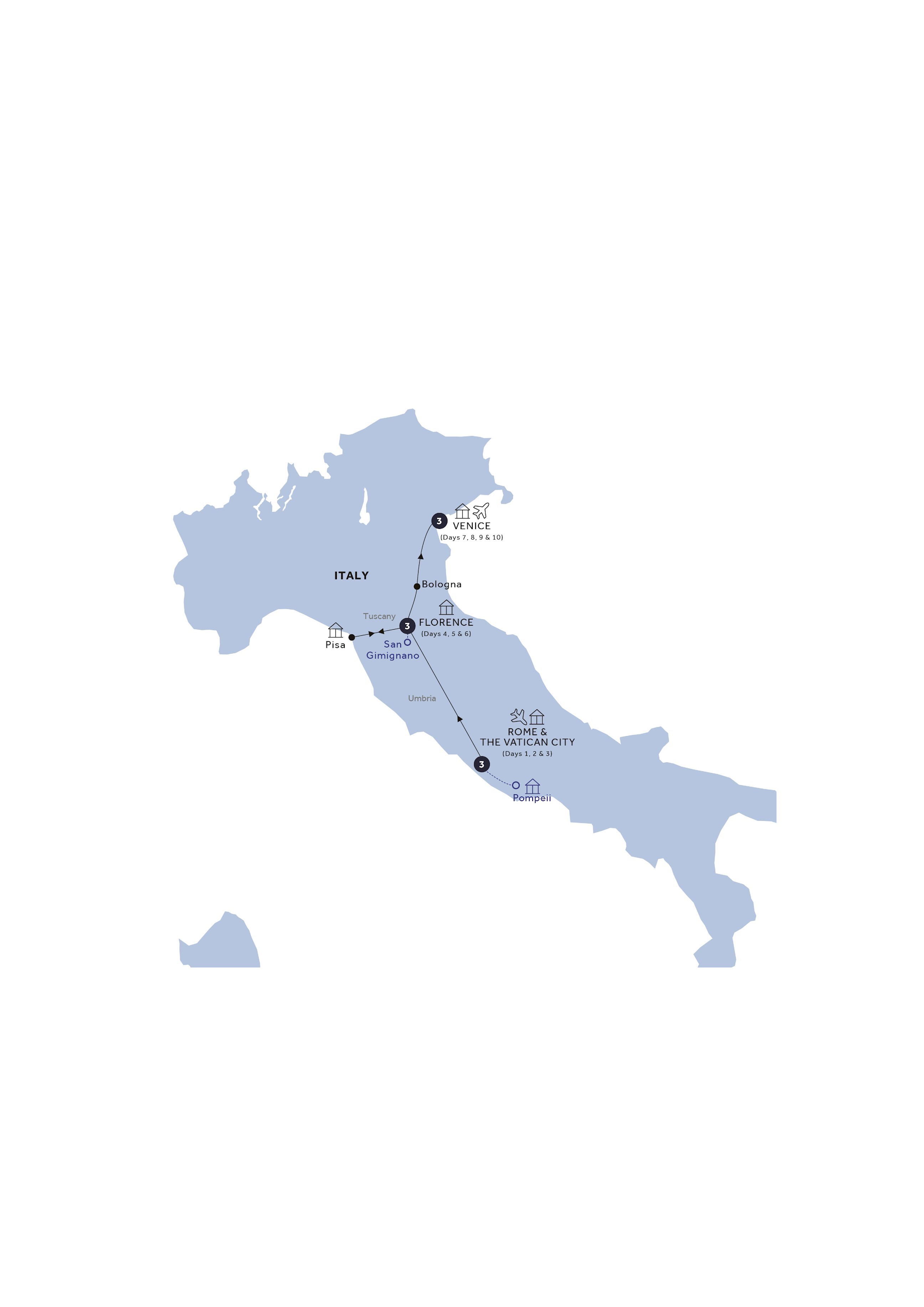 tourhub | Insight Vacations | Easy Pace Italy - Classic Group, Winter | Tour Map