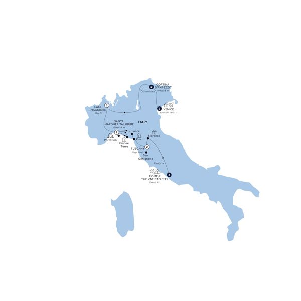 tourhub | Insight Vacations | Italian Elegance - Small Group | Tour Map