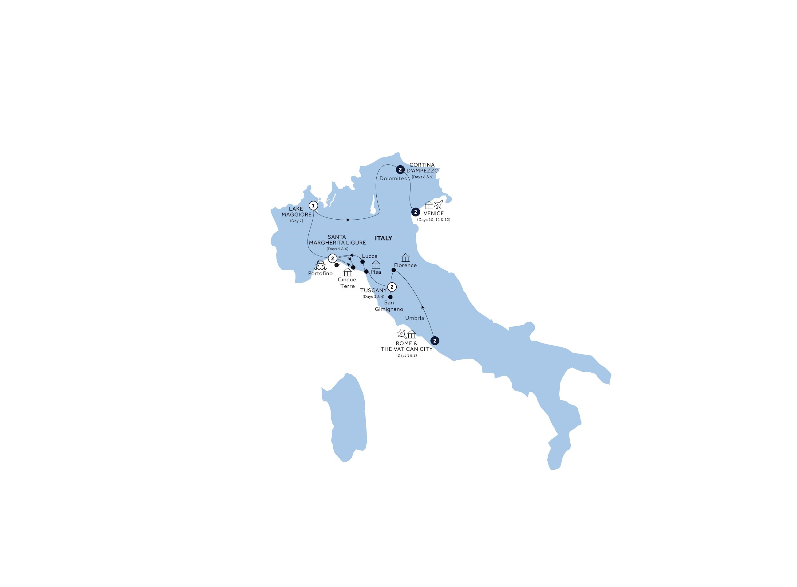 tourhub | Insight Vacations | Italian Elegance - Small Group | Tour Map