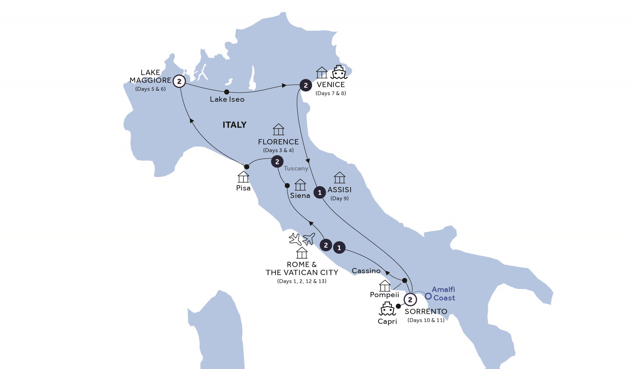 tourhub | Insight Vacations | Italian Escapade - Classic Group | Tour Map