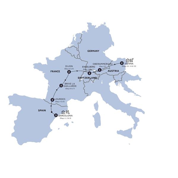 Map Of European Pilgrimage Including Oberammergau 2022