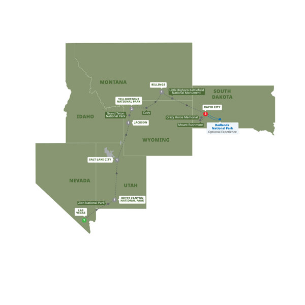 Western Frontiers End Rapid City Itinerary Map