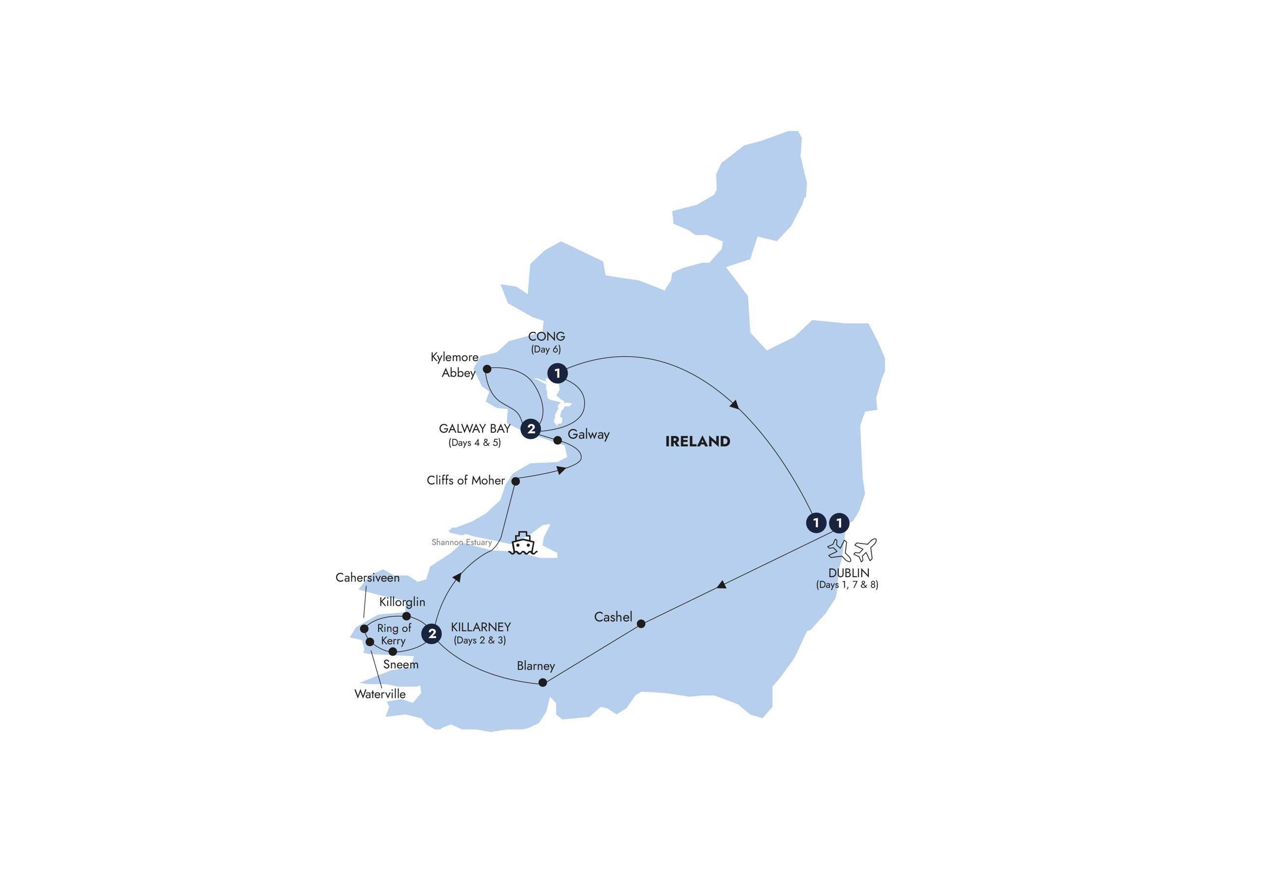 Map of Irish Elegance - Small Group (Summer 2026) from Insight Vacations