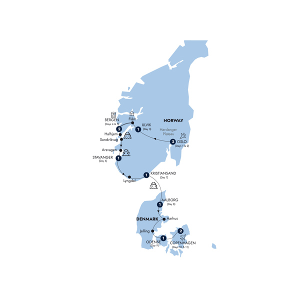 Country Roads of Scandinavia Itinerary Map